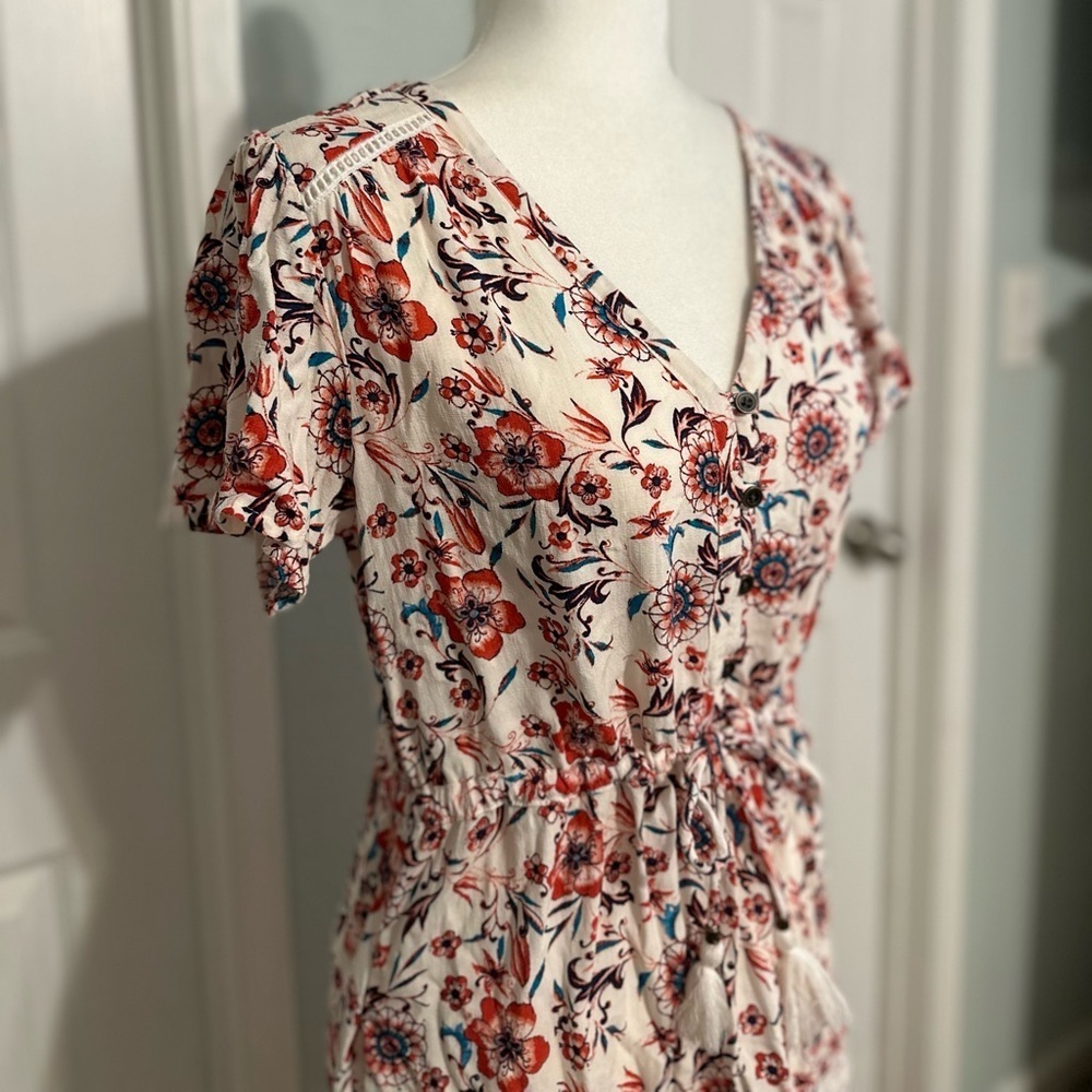Knox Rose Floral White Red Pink Blue Dress Size XS